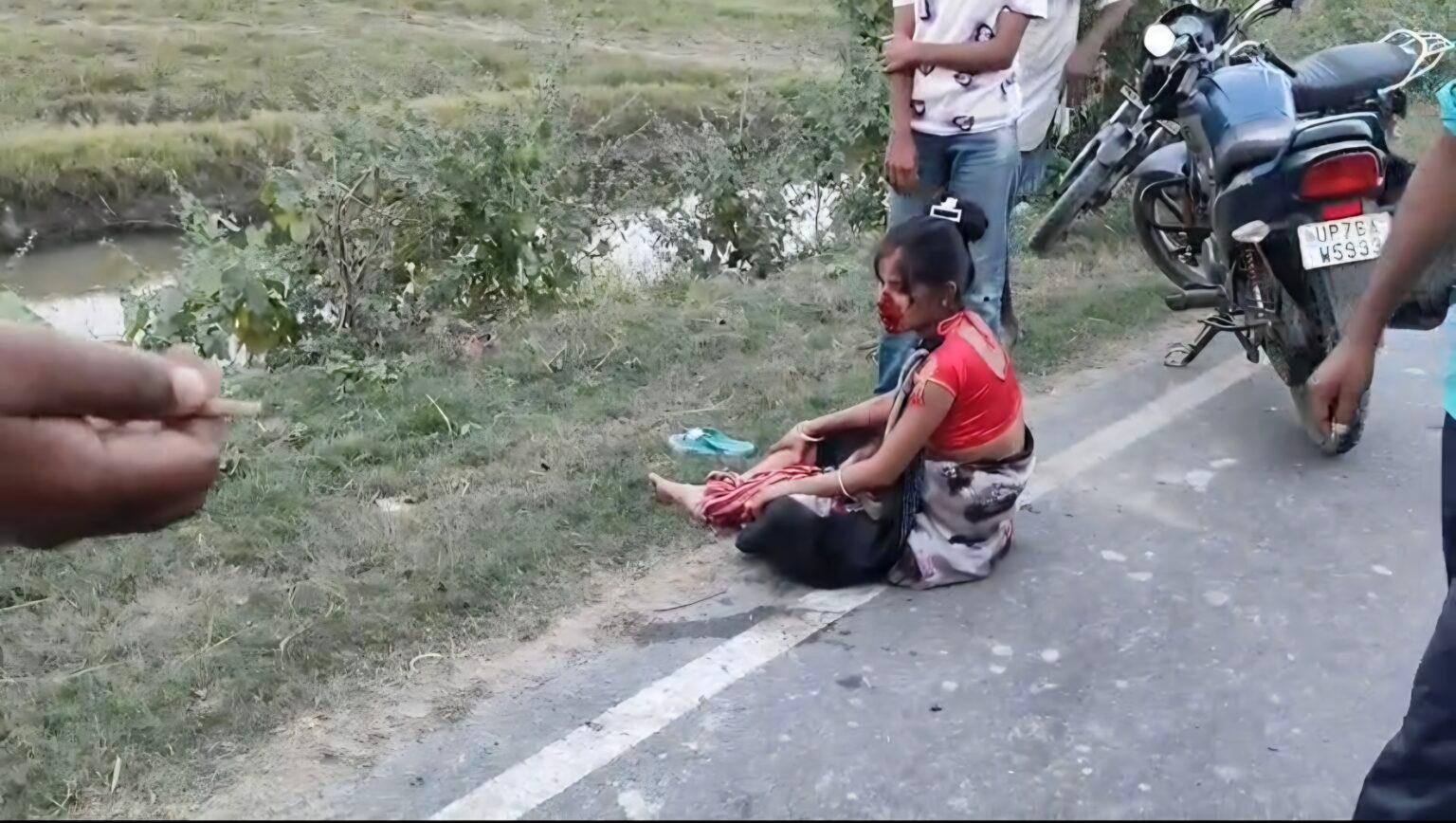 मोहद्दीपुर के पास नीलगाय से टकराई बाइक, महिला गंभीर घायल