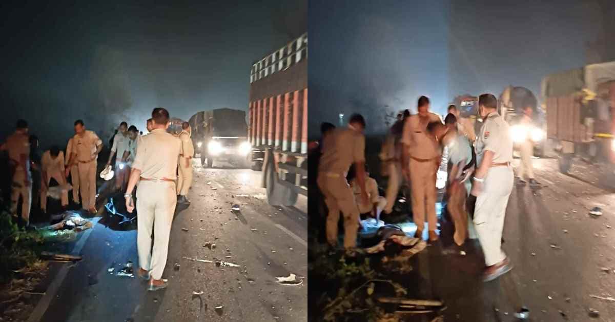 अज्ञात वाहन की टक्कर से बाइक सवार 2 युवकों की मौत, इलाके में अफरा-तफरी का माहौल